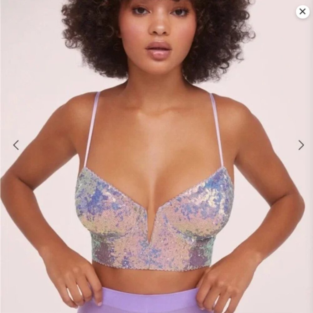 For Love And Lemons Pastel Sequin Crop Top